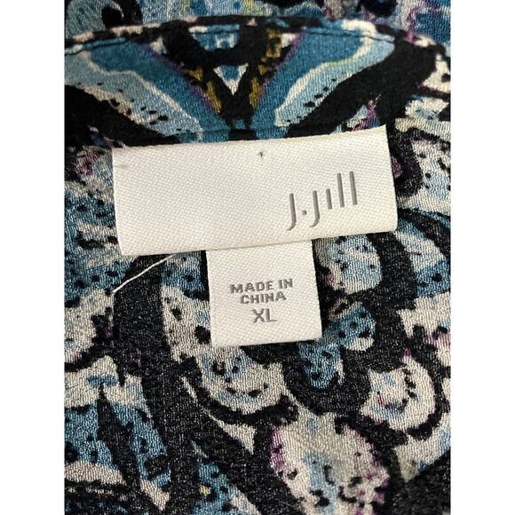 J.Jill Womens Damask Blue Print Long Sleeve Bouse Size XL - Picture 5 of 8